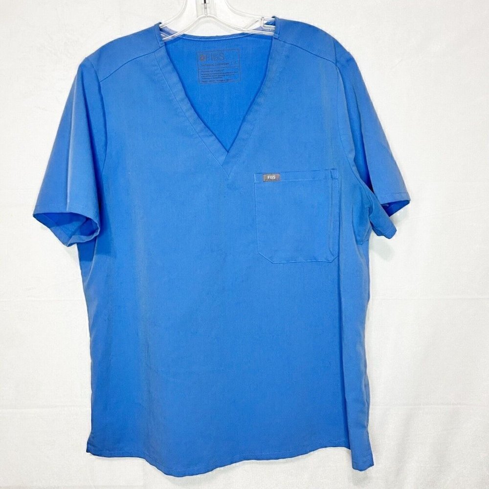 FIGS Technical Collection 2-Pocket Blue Scrub Top Women’s Size XS